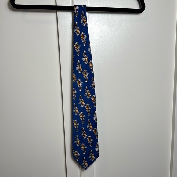 Giorgio Armani Cravatte Blue Dragon Print Silk Necktie Business Formal - Picture 2 of 4